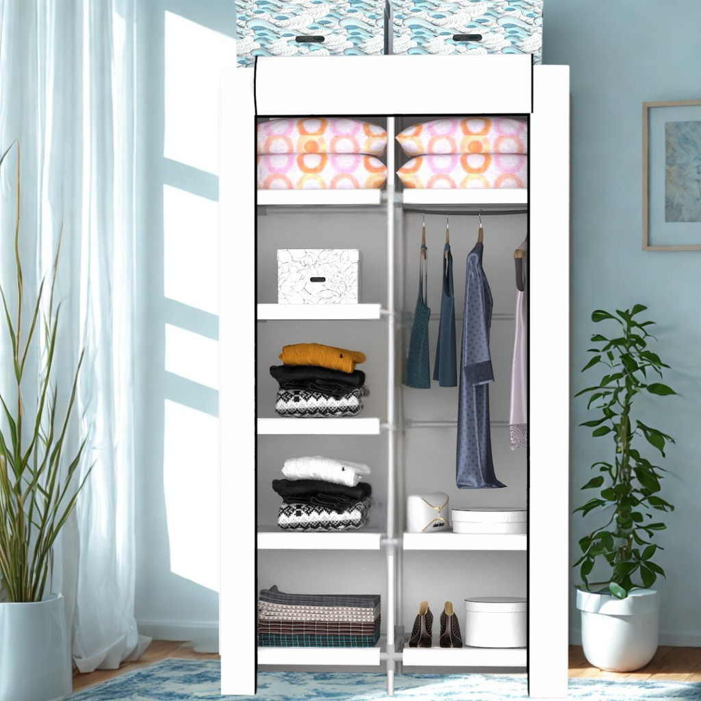 Raflı Askılı Çok Amaçlı Mini Bez Dolap