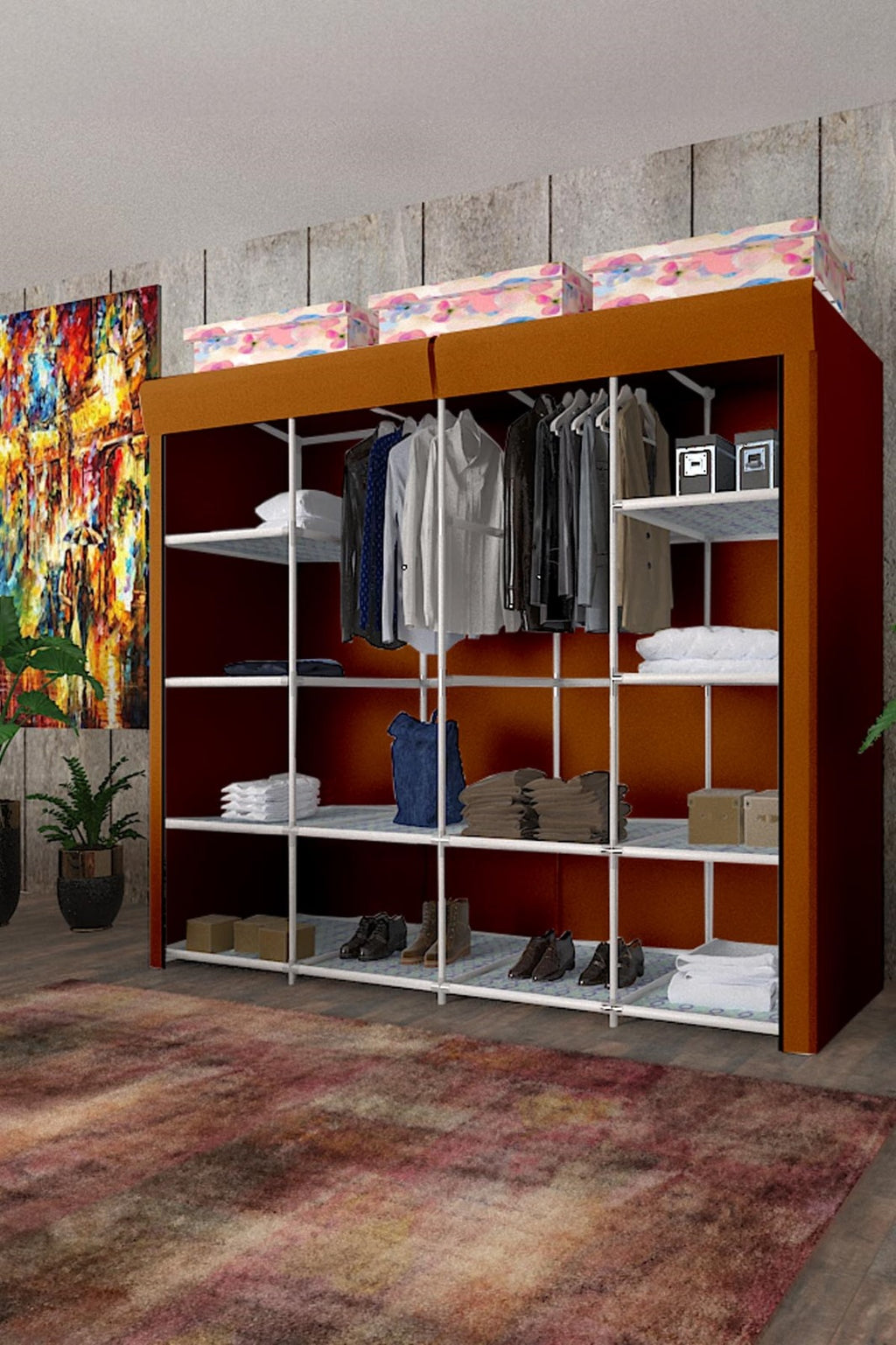 Geniş Hacimli Çift Askılı Gardrop Bez Dolap