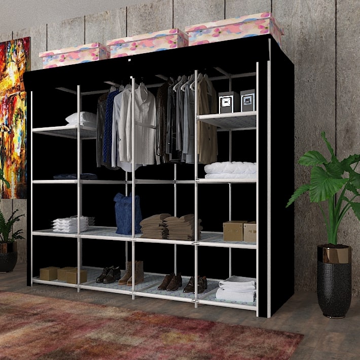 Geniş Hacimli Çift Askılı Gardrop Bez Dolap