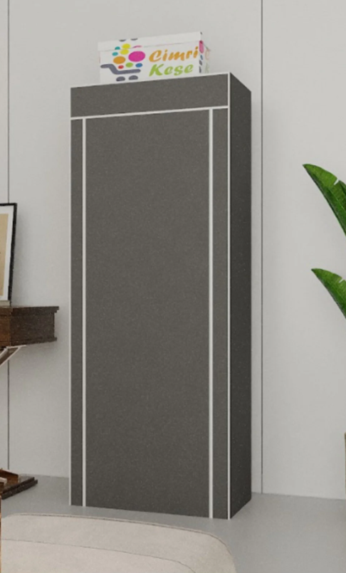 Geniş Askılı, 3 Raflı, Plastik Profilli Bez Dolap, Gardırop