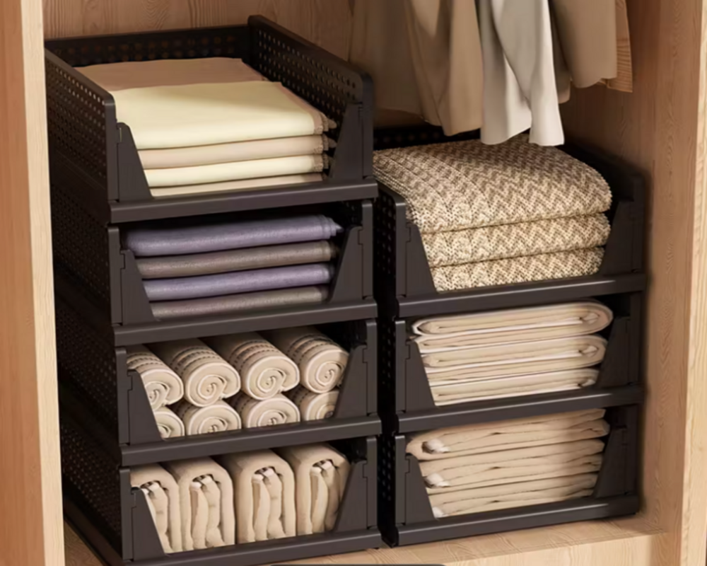 3'lü çok Amaçlı Katlanabilir Kayar Raf,Üst Üste Dizilebilir Dolap Çekmeceleri,Raf Ünitesi,Organizer