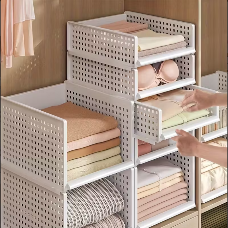 3'lü çok Amaçlı Katlanabilir Kayar Raf,Üst Üste Dizilebilir Dolap Çekmeceleri,Raf Ünitesi,Organizer