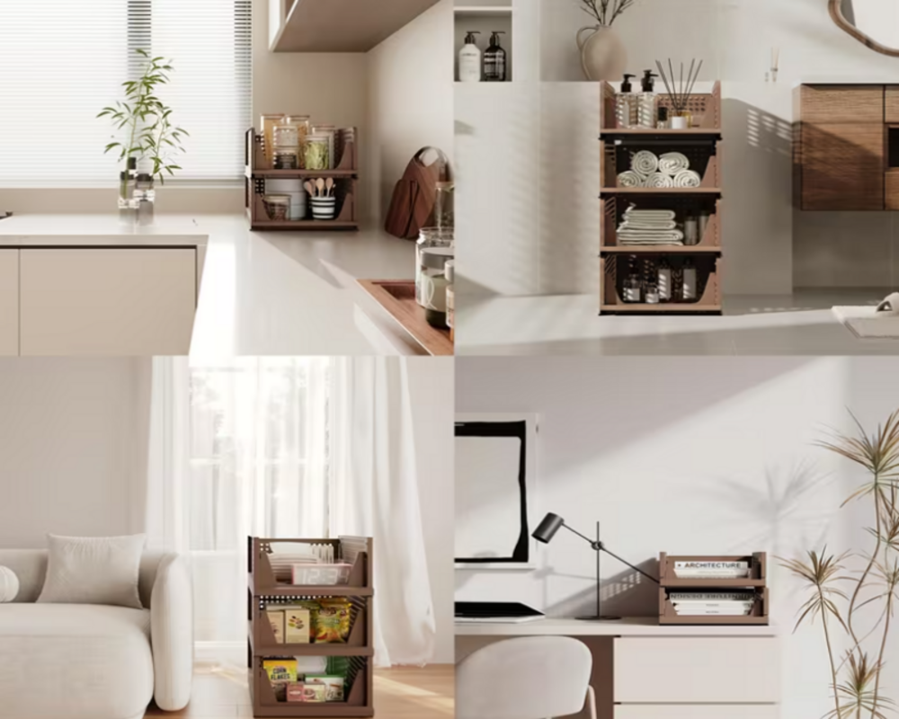 3'lü çok Amaçlı Katlanabilir Kayar Raf,Üst Üste Dizilebilir Dolap Çekmeceleri,Raf Ünitesi,Organizer