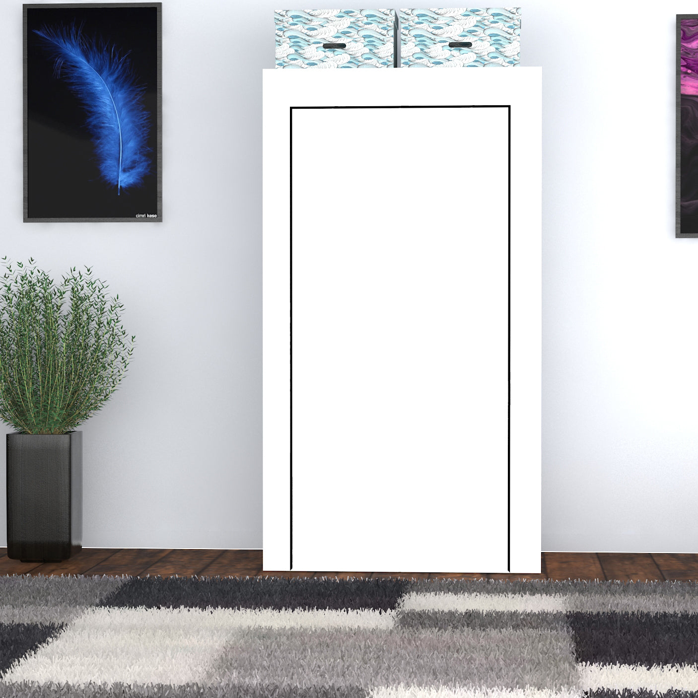 Raflı Askılı Çok Amaçlı Mini Bez Dolap