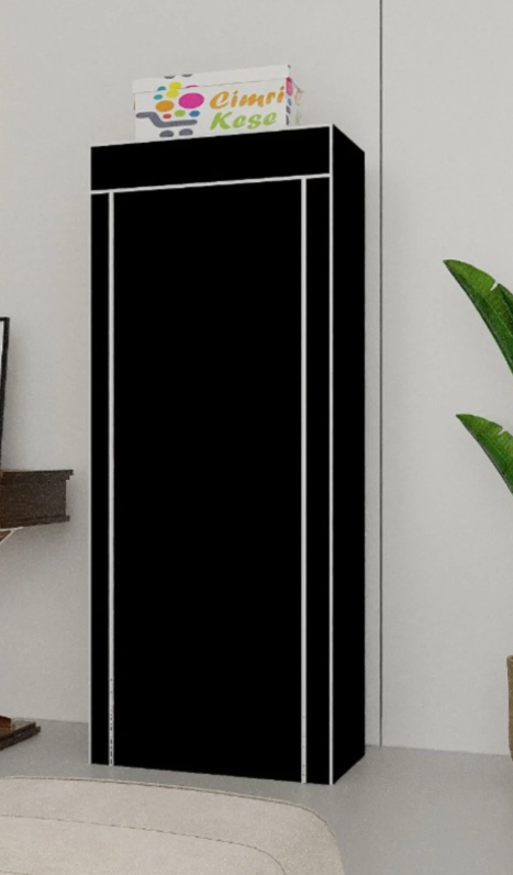 Geniş Askılı, 3 Raflı, Plastik Profilli Bez Dolap, Gardırop